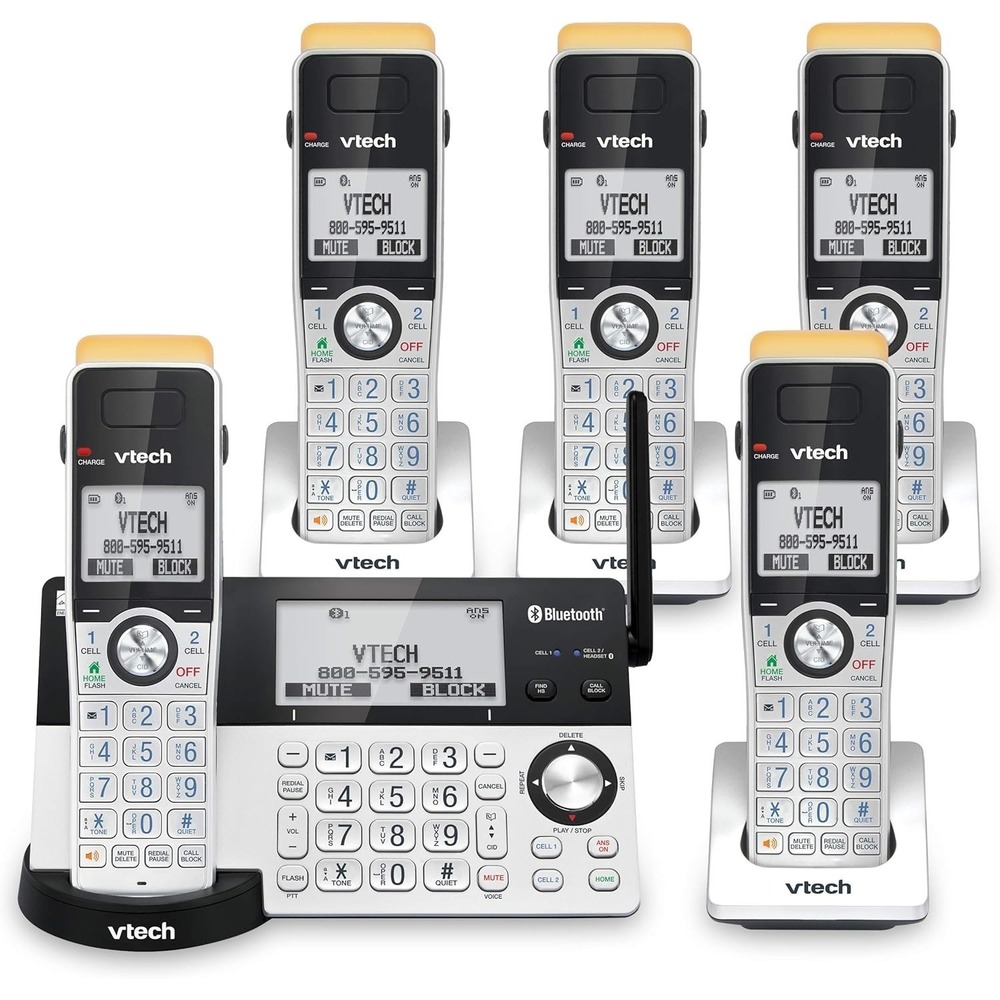 VTech IS8151-5 DECT 6.0 Cordless Phone 5 Handset Bluetooth Call Block
